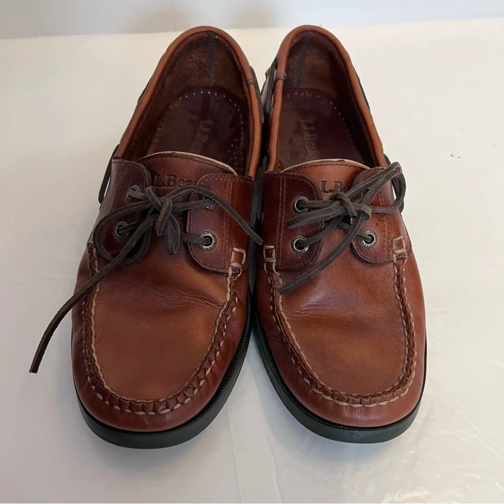 L.L. Bean Men's Casco Bay Leather Moc Boat Shoes Canyon Size 10